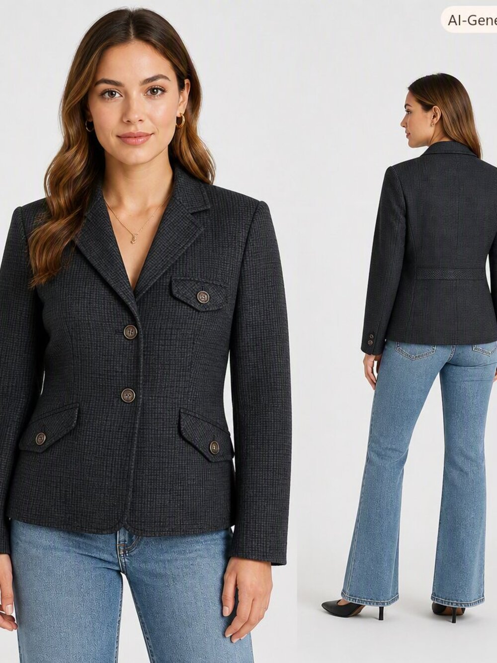 Fossil Plaid Blazer Sz 0  Y2K Quiet Luxury Preppy Chic Vintage Modern Jacket